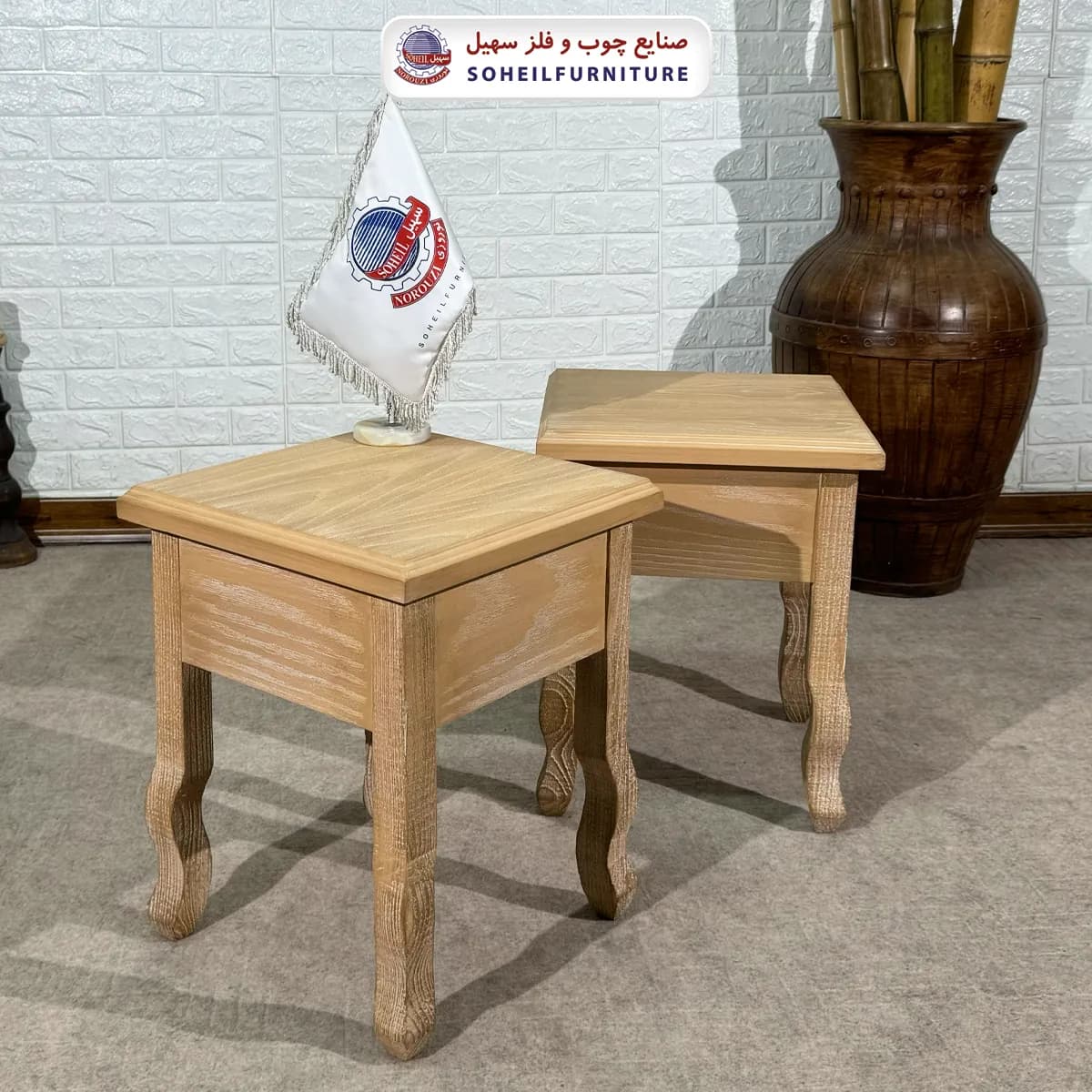 میز عسلی (بغل مبل) چوبی 142 جدید(روکش طبیعی چوب بلوط) — تصویر ۴
