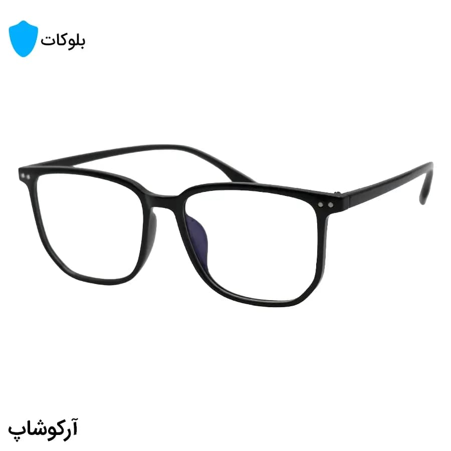 عینک با فریم مشکی رنگ، شکل مربعی، از جنس کائوچو و لنز بلوکات مدل 20355