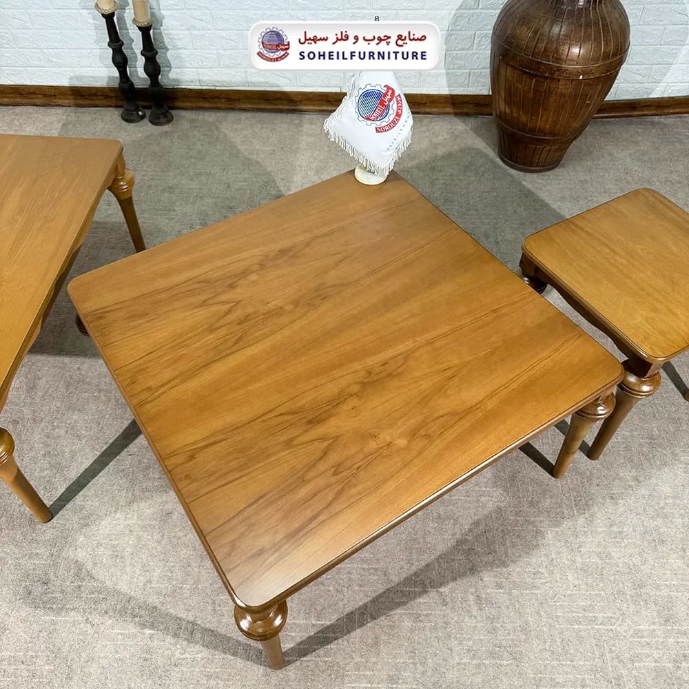 میز عسلی (بغل مبل) چوبی مدل شیپوری سهیل (روکش طبیعی چوب) — تصویر ۷