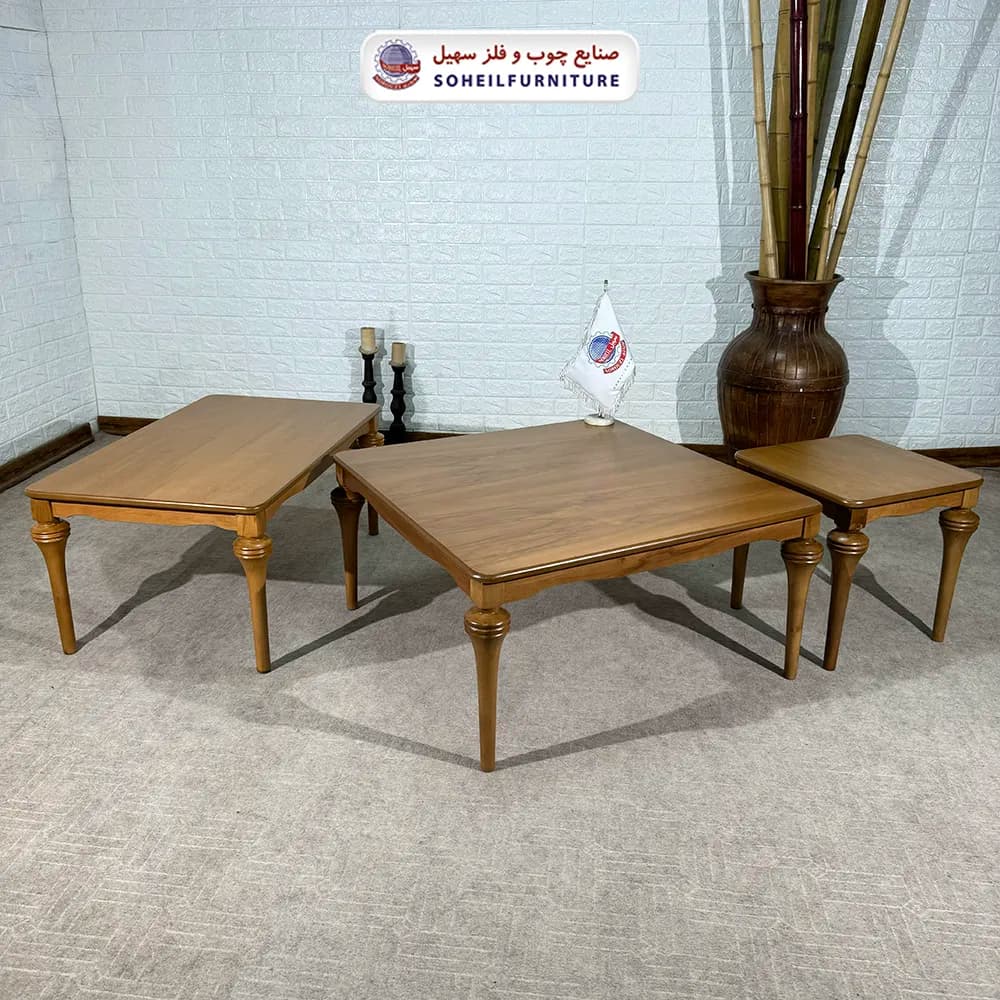 میز عسلی (بغل مبل) چوبی مدل شیپوری سهیل (روکش طبیعی چوب) — تصویر ۶