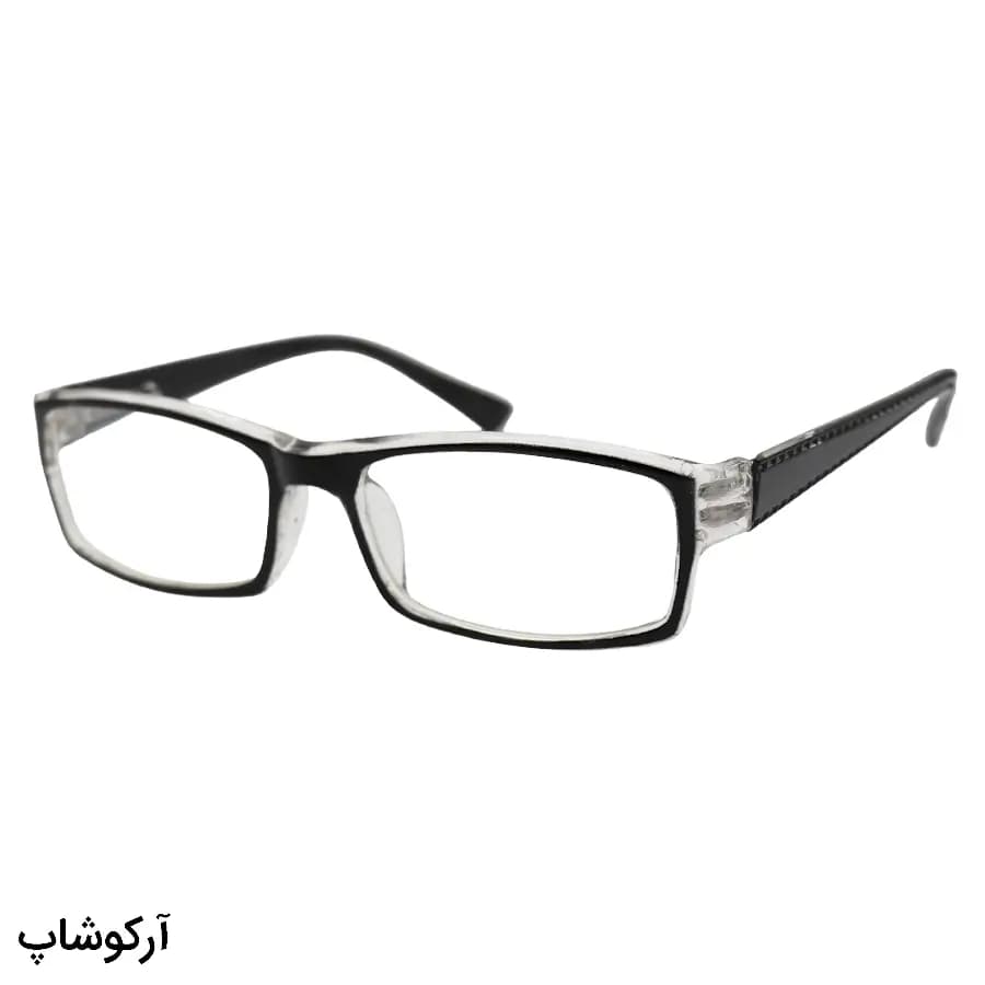عینک مطالعه نزدیک بین نمره +2.00 با فریم مستطیلی شکل، مشکی رنگ و دسته فنردار مدل 746 — تصویر ۳