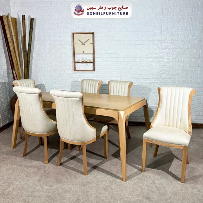 ست ناهارخوری چوبی ۴نفره و ۶نفره بارسلون و صندلی لاله سهیل — تصویر ۵