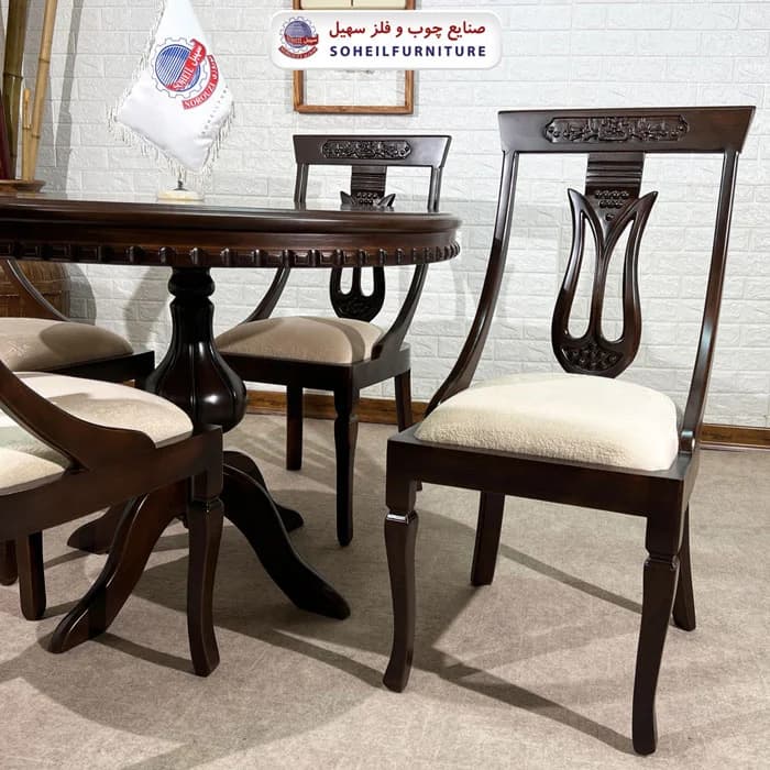 ست ناهارخوری چوبی ۴نفره و ۶نفره عروس و صندلی لاله سهیل — تصویر ۵