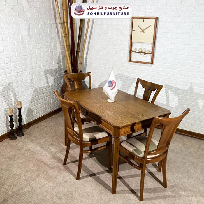 ست ناهارخوری چوبی ۴نفره و ۶نفره قابدار و صندلی فیفل سهیل — تصویر ۲