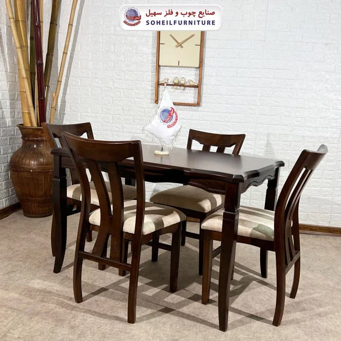 ست ناهارخوری چوبی ۴نفره و ۶نفره ویکتوریا و صندلی سلویا سهیل — تصویر ۳