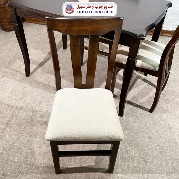 ست ناهارخوری چوبی ۴نفره و ۶نفره ویکتوریا و صندلی سلویا سهیل — تصویر ۷