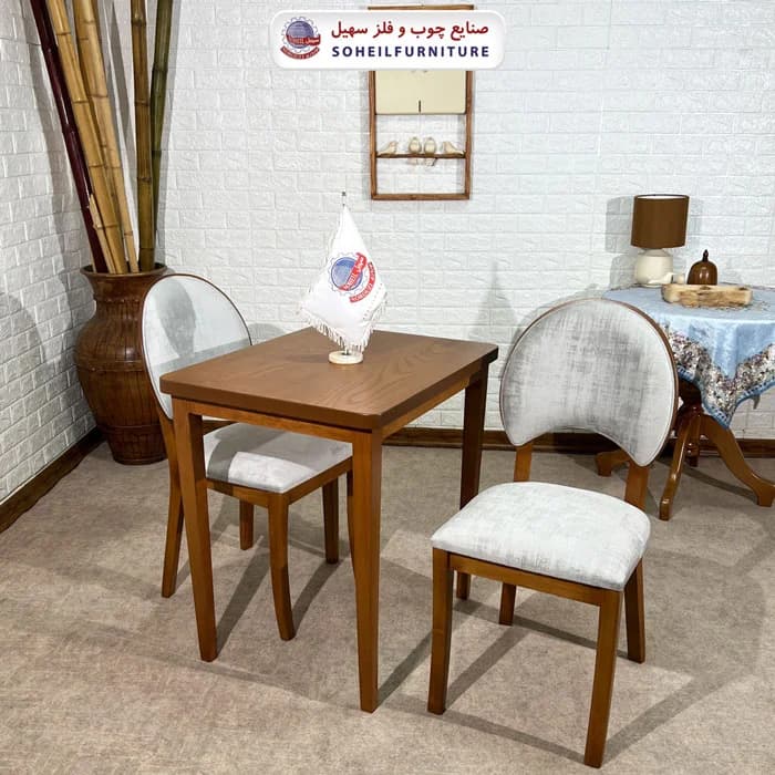 ست ناهارخوری چوبی 2نفره مستطیل و صندلی ناخنی سهیل — تصویر ۴
