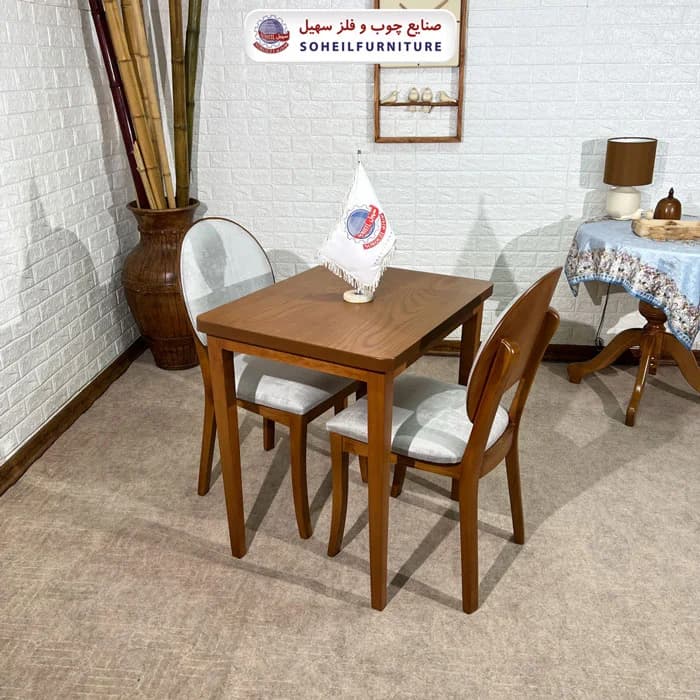 ست ناهارخوری چوبی 2نفره مستطیل و صندلی ناخنی سهیل — تصویر ۸