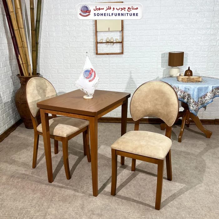 ست ناهارخوری چوبی 2نفره مستطیل و صندلی ناخنی سهیل — تصویر ۷