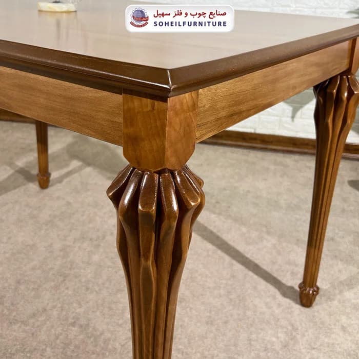 میز ناهارخوری چوبی 4نفره و 6نفره شاه پسند سهیل (چوب سوپر راش گرجستان) — تصویر ۵