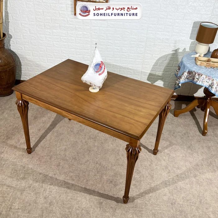 میز ناهارخوری چوبی 4نفره و 6نفره شاه پسند سهیل (چوب سوپر راش گرجستان) — تصویر ۶