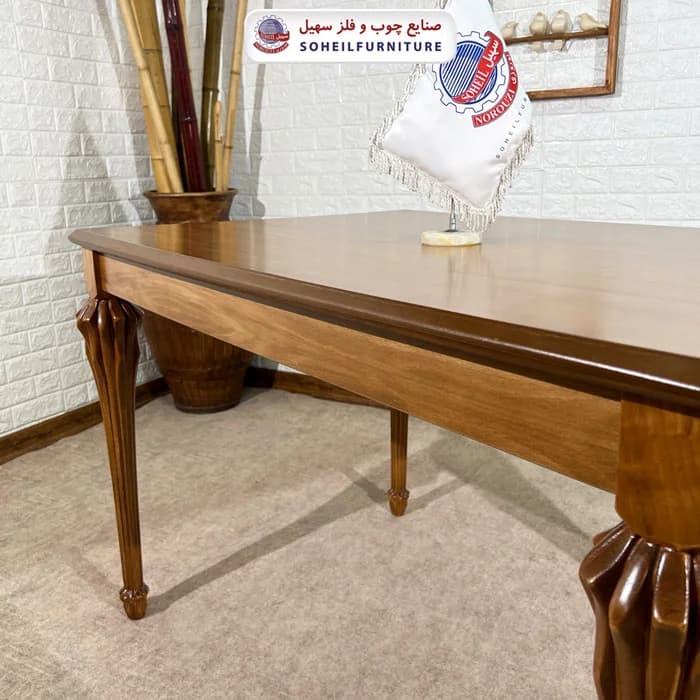 میز ناهارخوری چوبی 4نفره و 6نفره شاه پسند سهیل (چوب سوپر راش گرجستان) — تصویر ۷