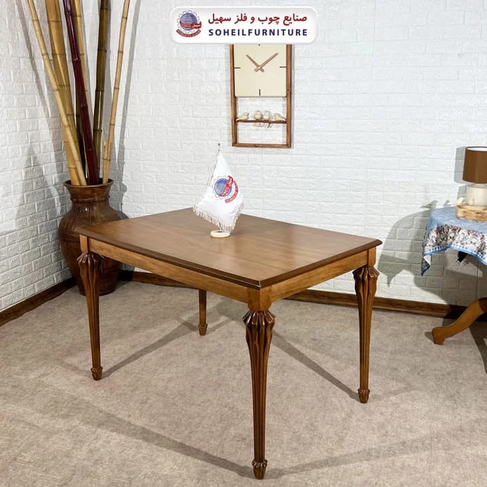میز ناهارخوری چوبی 4نفره و 6نفره شاه پسند سهیل (چوب سوپر راش گرجستان) — تصویر ۲