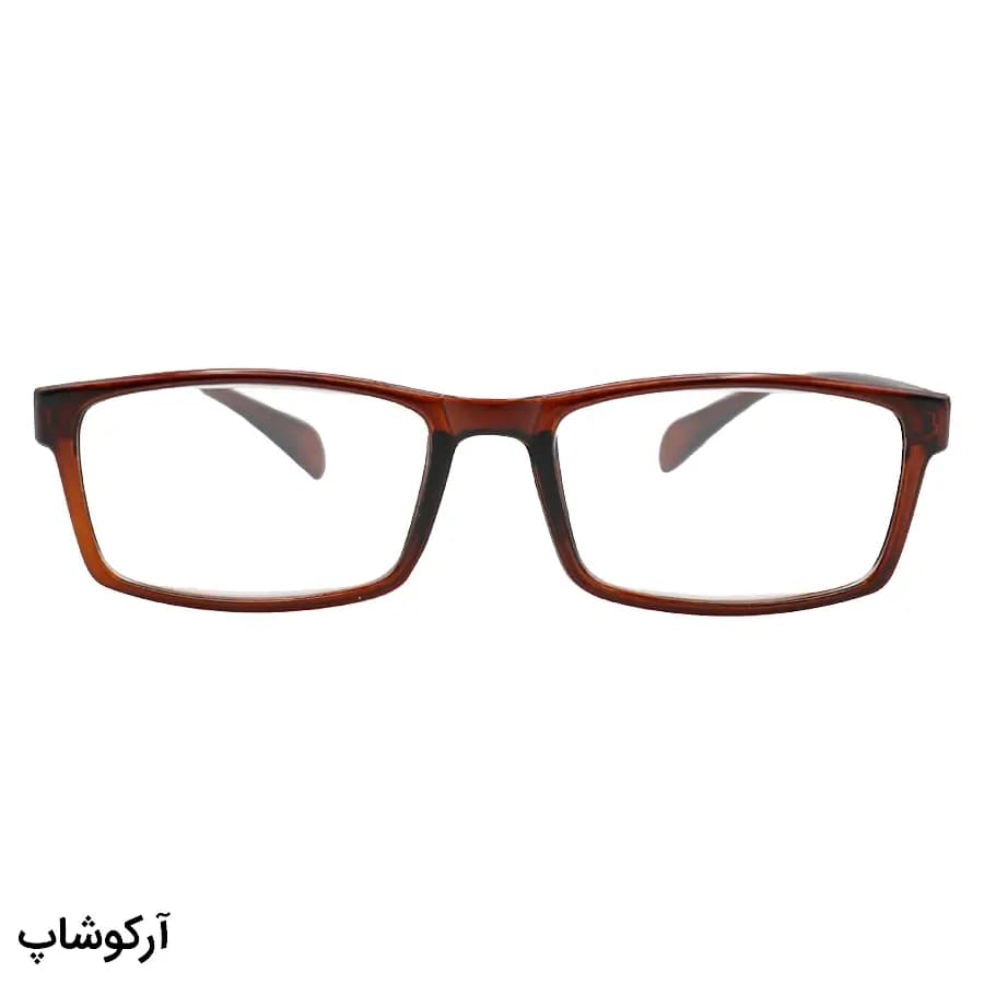 عینک مطالعه نزدیک بین نمره +3.50 با فریم مستطیلی شکل، رنگ قهوهای و از جنس کائوچو مدل 5860 — تصویر ۲