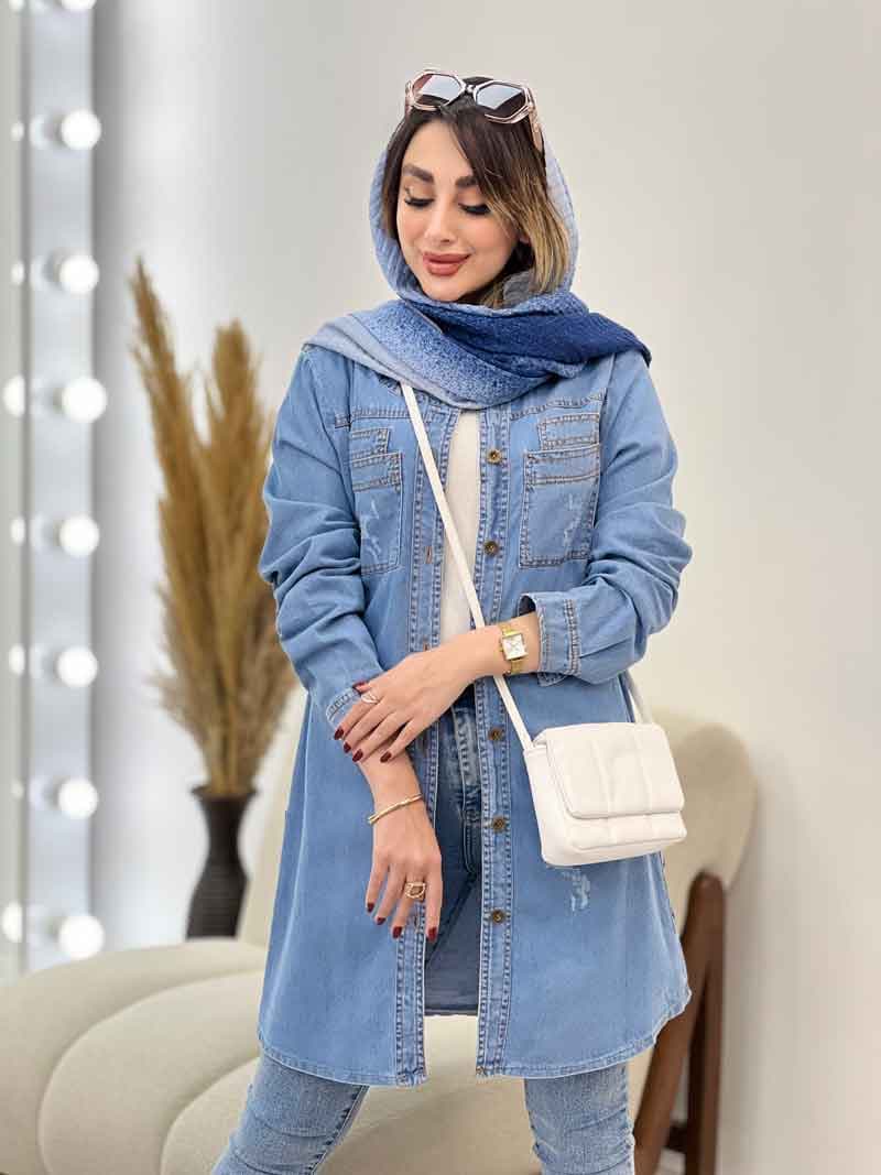 مانتو جین بغل سه دکمه کایلا کد 5326 — تصویر ۵