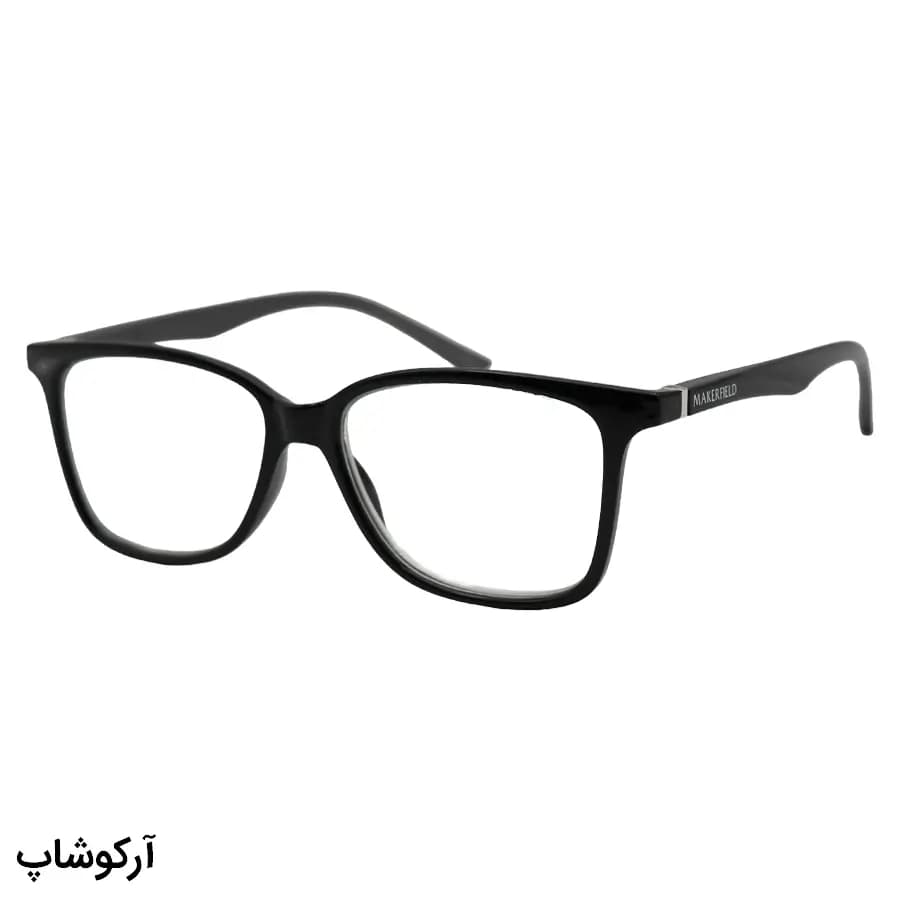 عینک مطالعه نزدیک بین نمره +1.50 با فریم رنگ مشکی، شکل مستطیلی، لولا فنردار و برند MakerField مدل H103 — تصویر ۳
