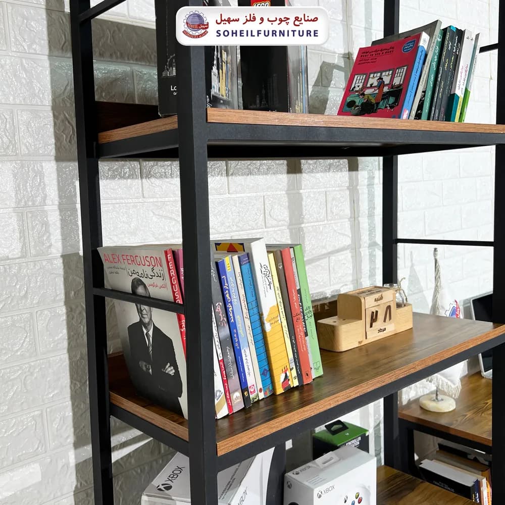 استند کتابخانه MDF و فلز سهیل کمد دار — تصویر ۸