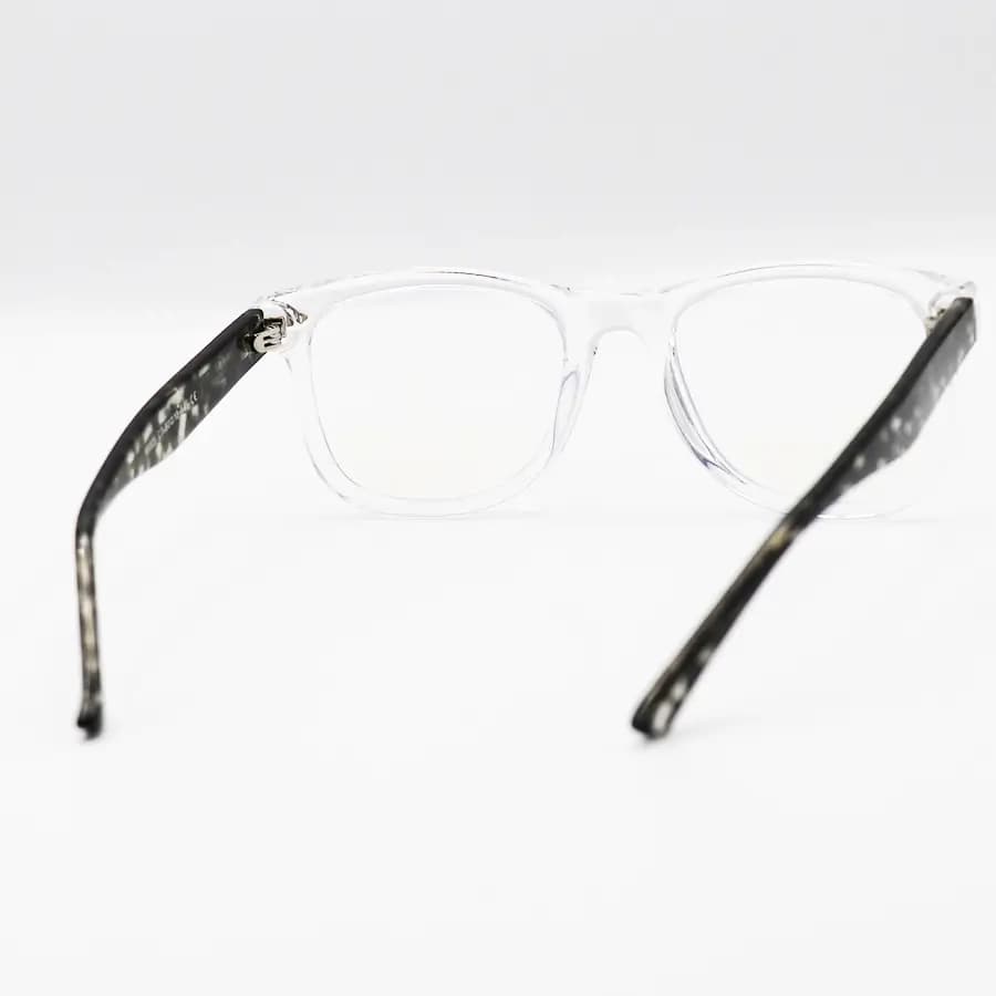عینک بلوکنترل با فریم شکل ویفرر، رنگ شفاف، دسته سیمدار و مشکی برند Ray-Ban و لنز بلوکنترل کرهای برند SKY مدل 66805 — تصویر ۵