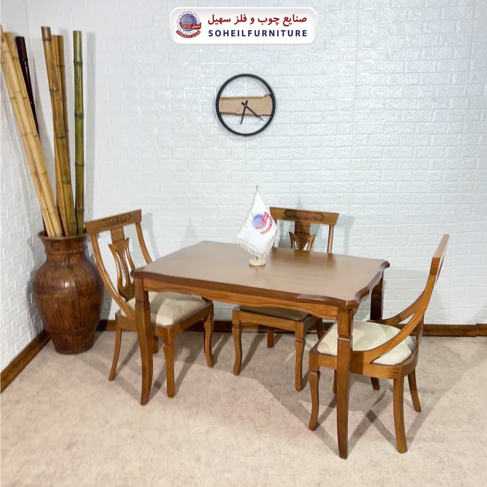 ست ناهارخوری چوبی 4نفره و 6نفره مدل ویکتوریا و صندلی لاله — تصویر ۴