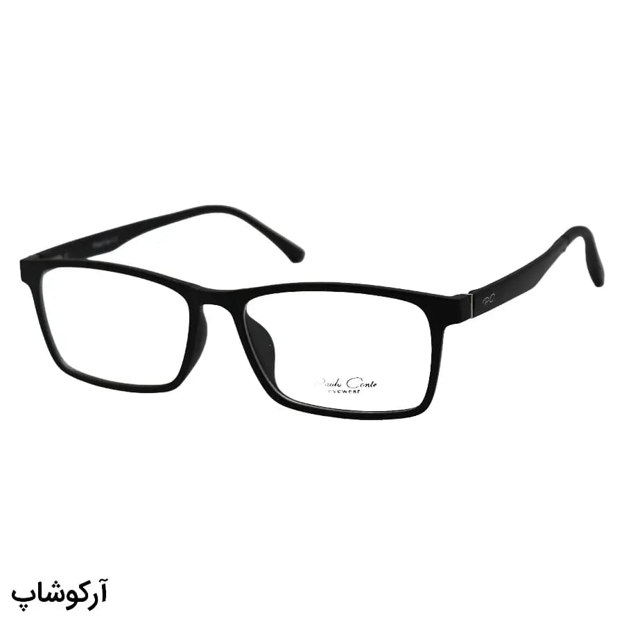 عینک طبی 5 کاوره با فریم مستطیلی باریک، رنگ مشکی مات، از جنس کائوچو و دسته فنردار مدل 12149 — تصویر ۴