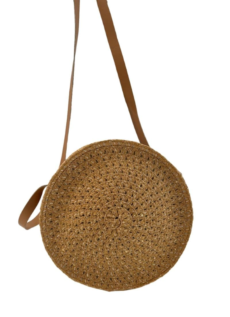 کیف رو دوشی مینیسو، طرح Summer Beach Straw (قهوایی)، 23×7×23سانتی متر — تصویر ۲