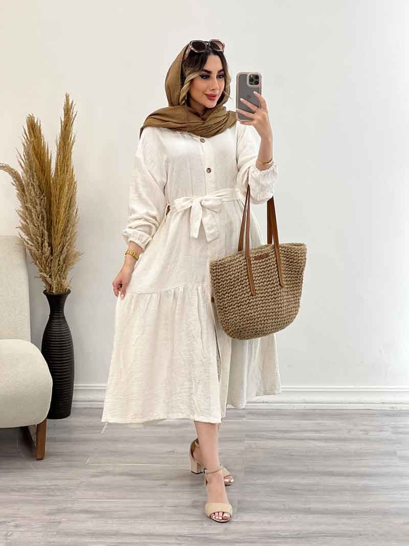 پیراهن بلند چین دار کد 5032 — تصویر ۴