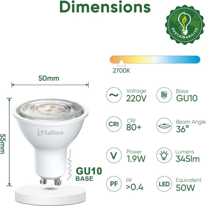 لامپ هالوژن LED برند sailsco بسته 12 عددی50 وات — تصویر ۲