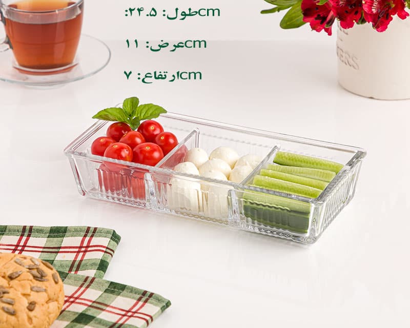 اردورخوری شیشه ای سه خانه درب اکرولیک — تصویر ۳