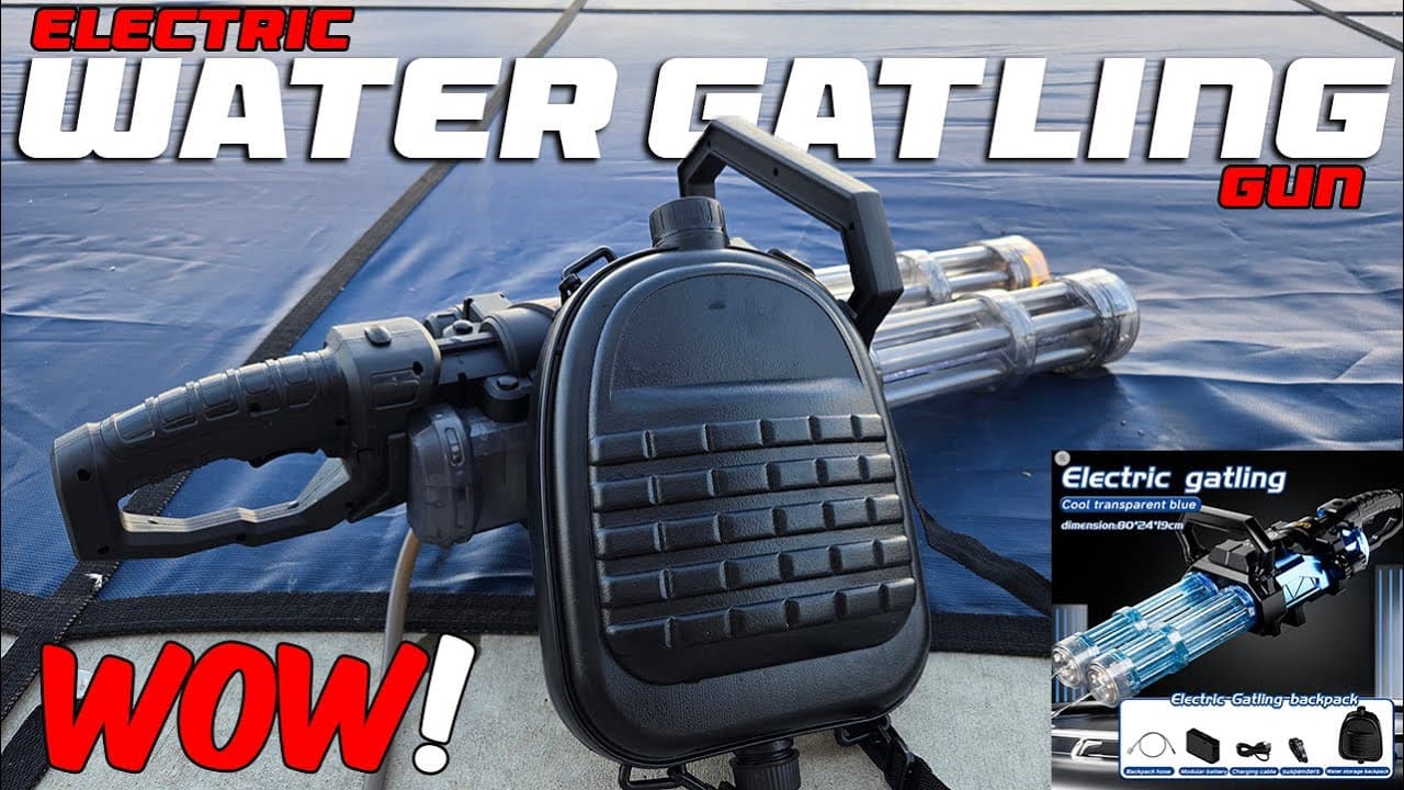 تفنگ آبپاش شارژی بزرگ دو لول حرفه ای مدل Water Gatling Gun کد JF005 — تصویر ۵
