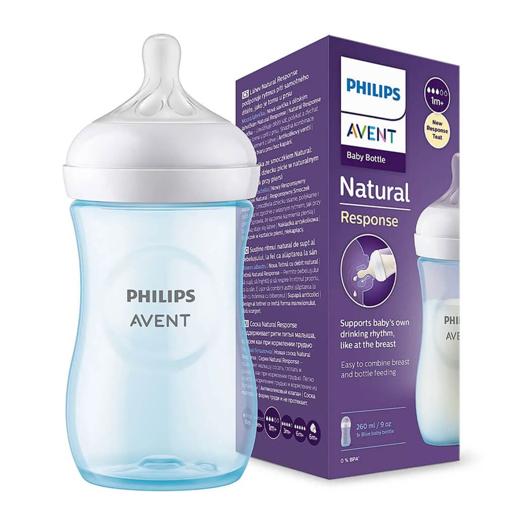 شیشه شیر نچرال 3 قطره جعبه ای 260میل آبی اونت | Avent