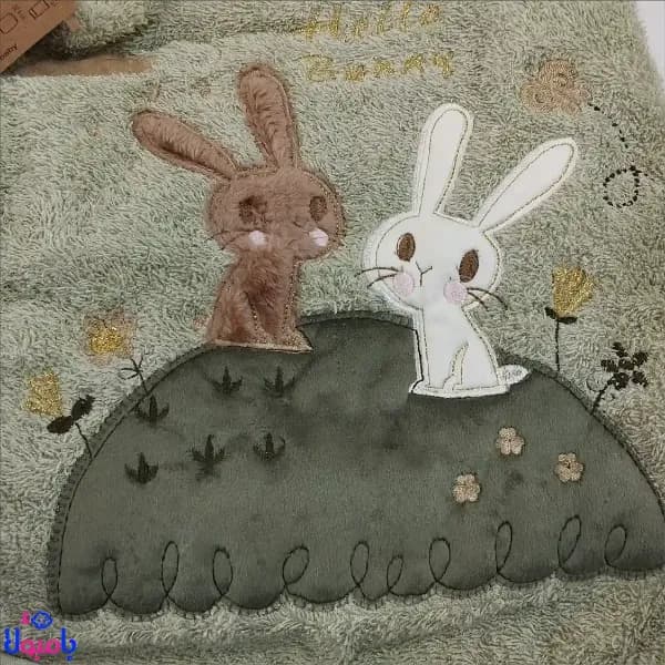 ست 5تیکه حوله نوزادی سبز طرح خرگوش مادرکر — تصویر ۳