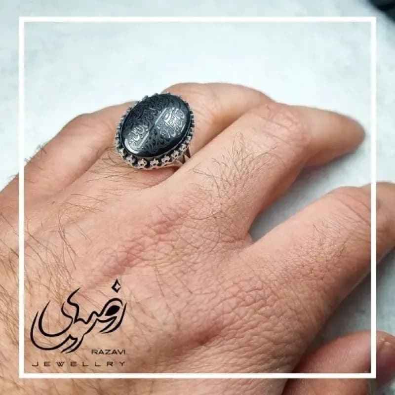 انگشتر حدید صینی مردانه طرح نیزه — تصویر ۵