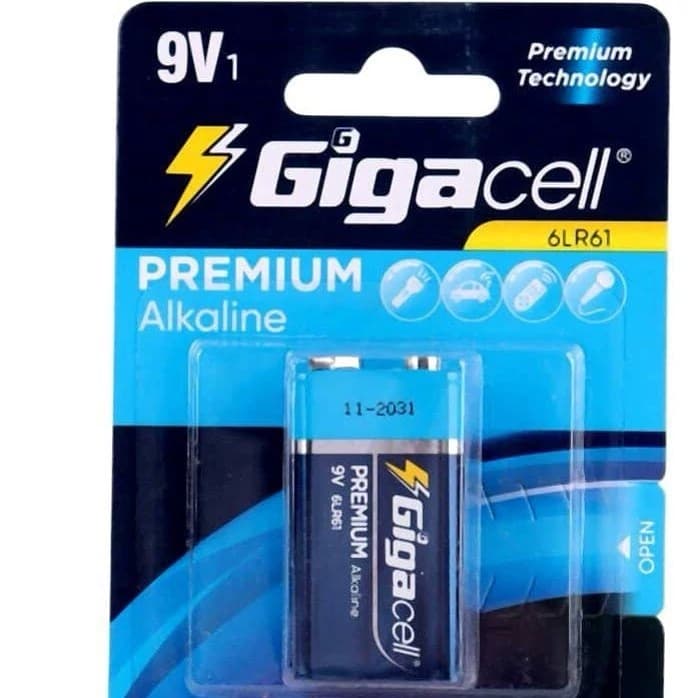 باطری کتابی گیگاسل Gigacell Premium Alkaline 9V کد 8758 — تصویر ۳