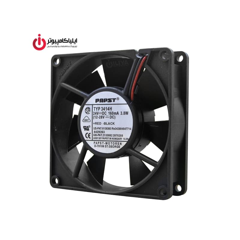 فن خنک کننده 12*12 مدل papst typ 3414h و قطر 3.8 سانتیمتر
