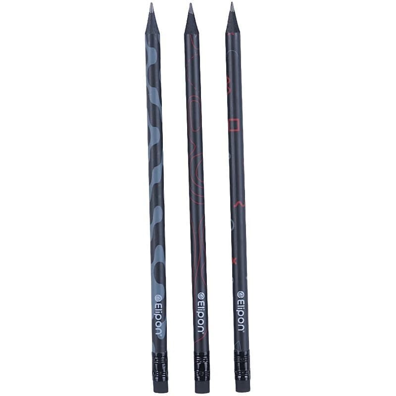 مداد مشکی پاک کن دار الیپون Elipon Black Wood — تصویر ۲