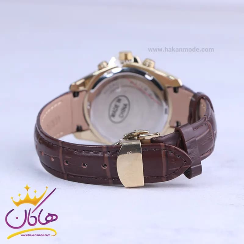 ساعت مچی الگانس زنانه چرم قهوه ای قاب طلایی L 1256/4 — تصویر ۳