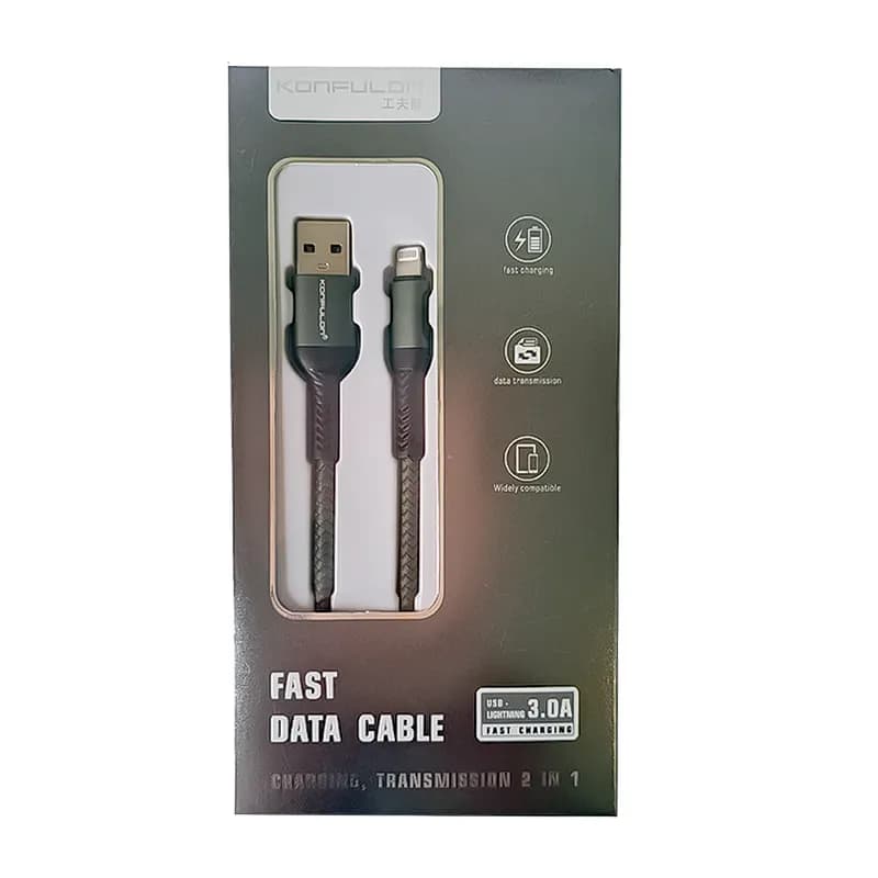 کابل شارژ USB به لایتنینگ 3A فست کانفلون DC33 طول 1 متر — تصویر ۲