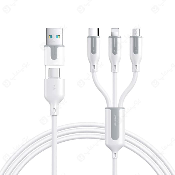 کابل شارژ تایپ C و USB به تایپ C، لایتنینگ و میکرو جویروم مدل A15 به طول 1.2 متر