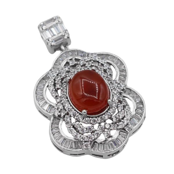 گردنبند عقیق سرخ یمنی نقره زنانه طرح آماندا