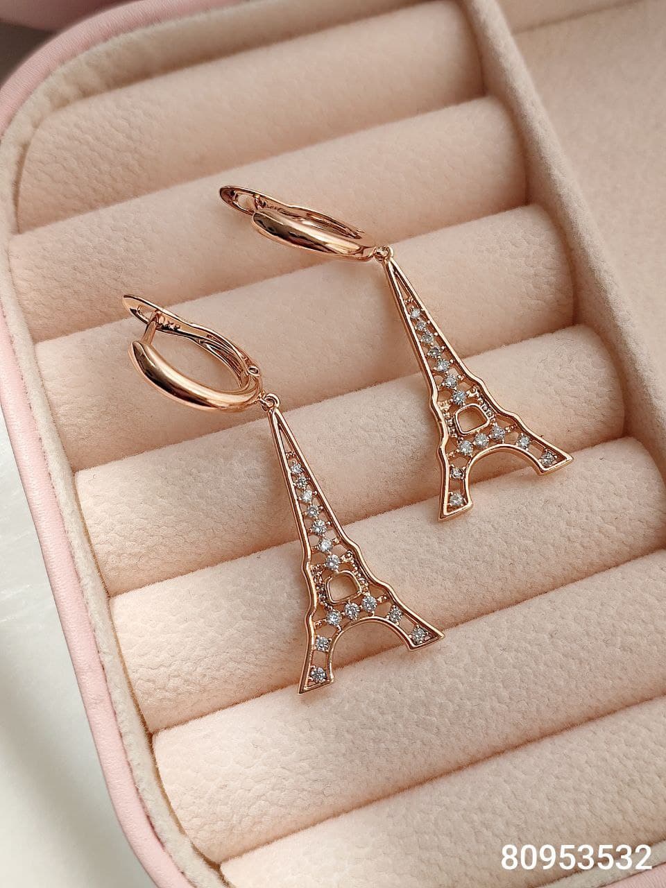 گوشواره زنانه حلقه ای آویزدار شیک مارک ژوپینگ طرح برج ایفل رنگ ثابت ضد حساسیت کیفیت عالی کد 1616222