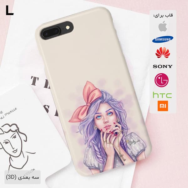 قاب گوشی فانتزی دخترانه مو بنفش case10449 — تصویر ۳