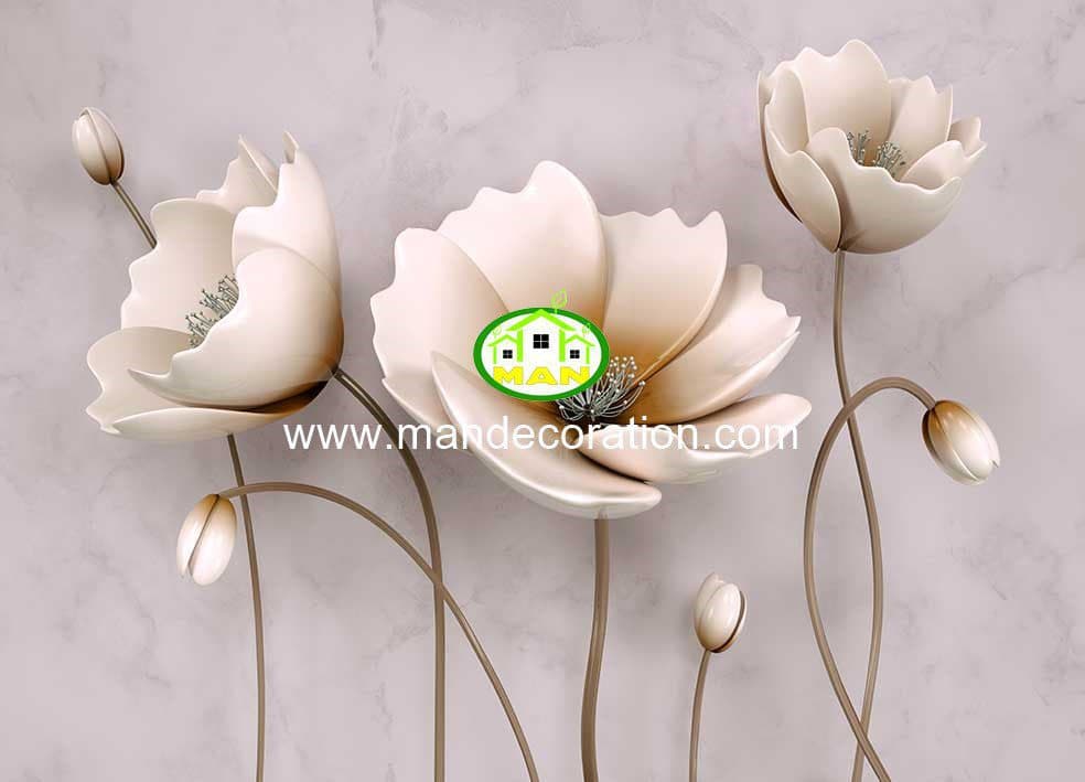 پوستردیواری گل قهوه ای سه بعدی کد 13386