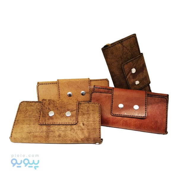 کیف پول 2 دکمه چرمی ابر و بادی