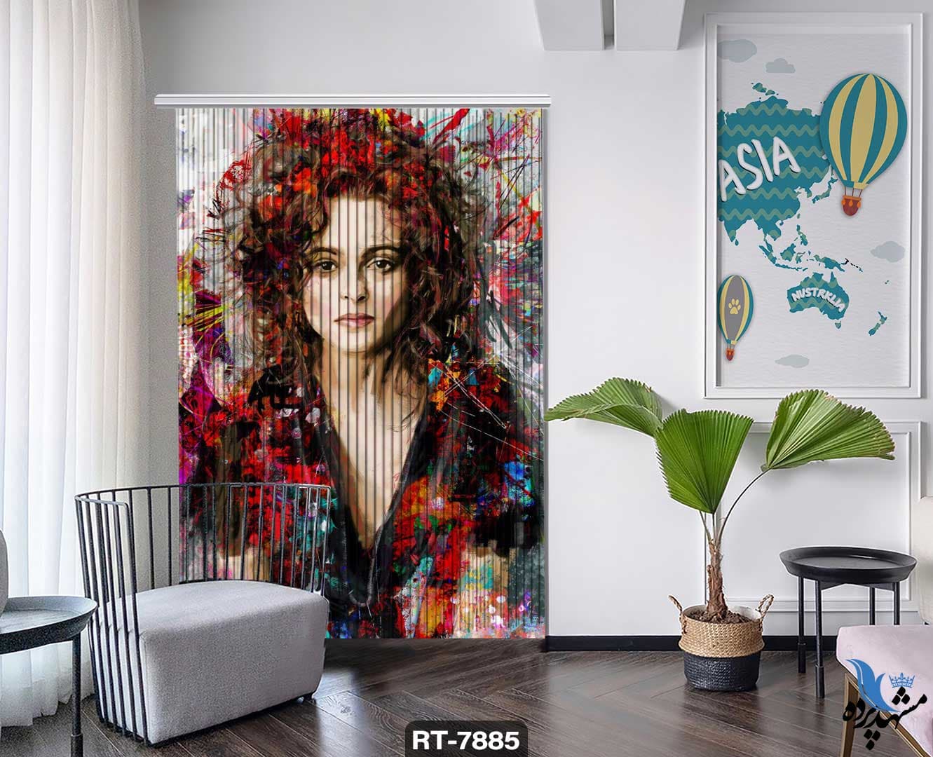 پرده شرشره تصویری طرح نقاشی زن RT7885