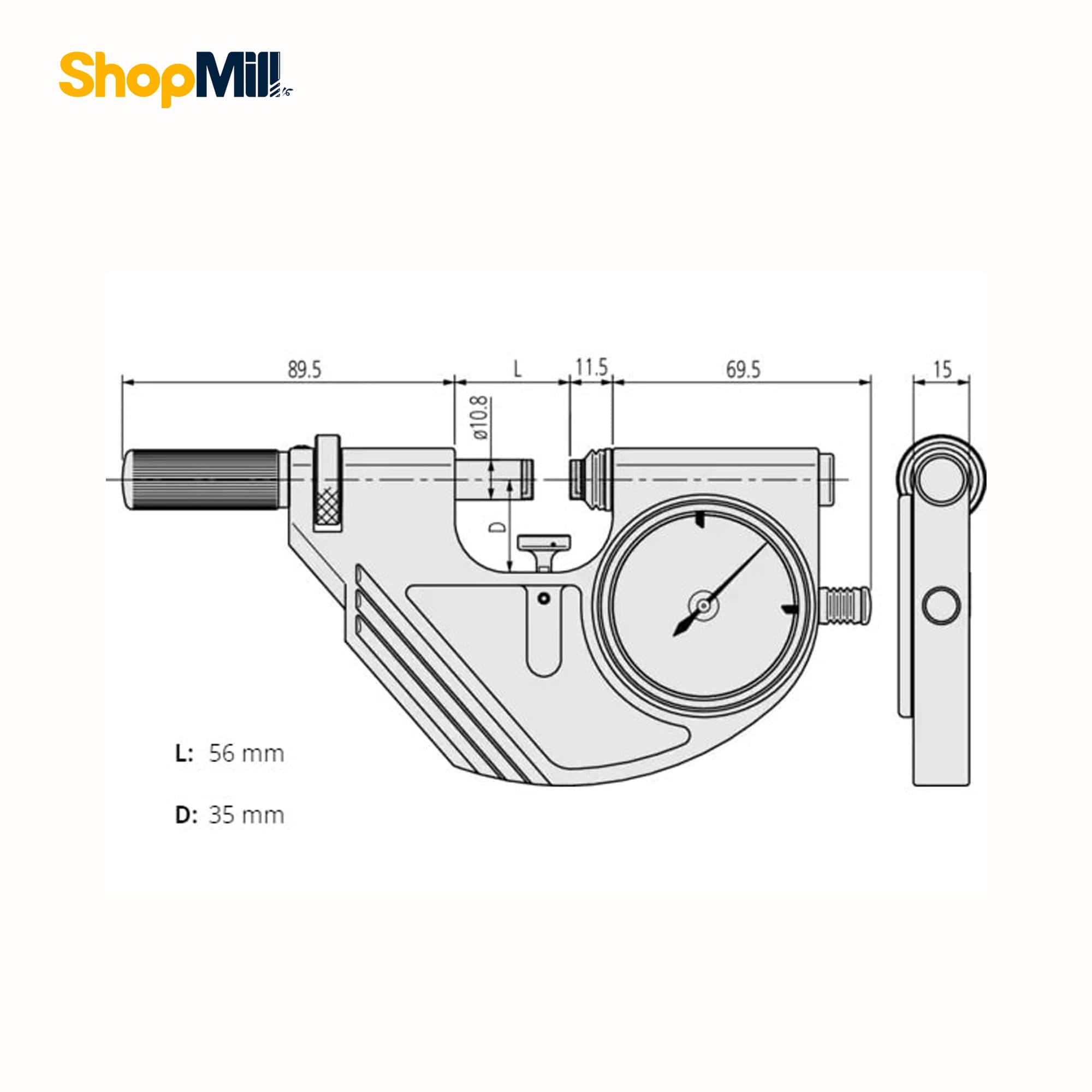 میکرومتر ساعتی (پاسامتر) میتوتویو (Mitutoyo) 50-25 میلی متر مدل 122-523 — تصویر ۲