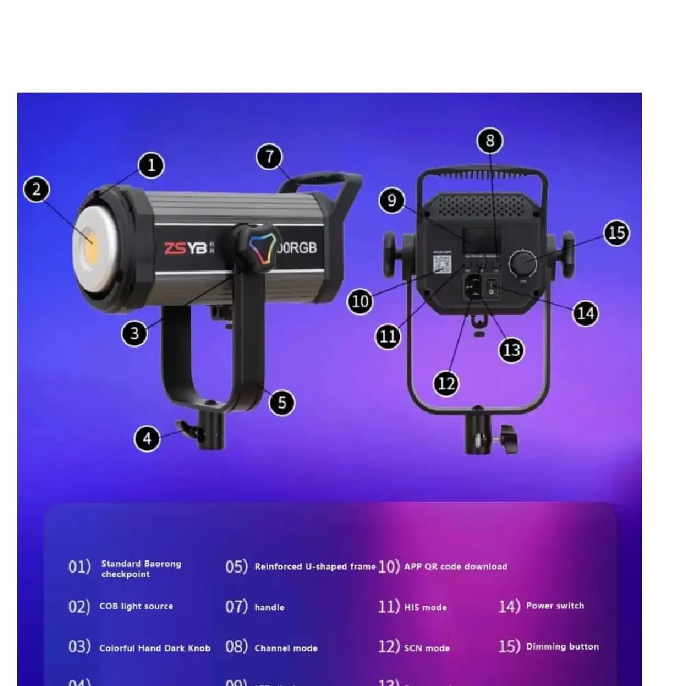 ویدئولایت ZSYB Led Y500RGB Bi color Portable Professional COB — تصویر ۳