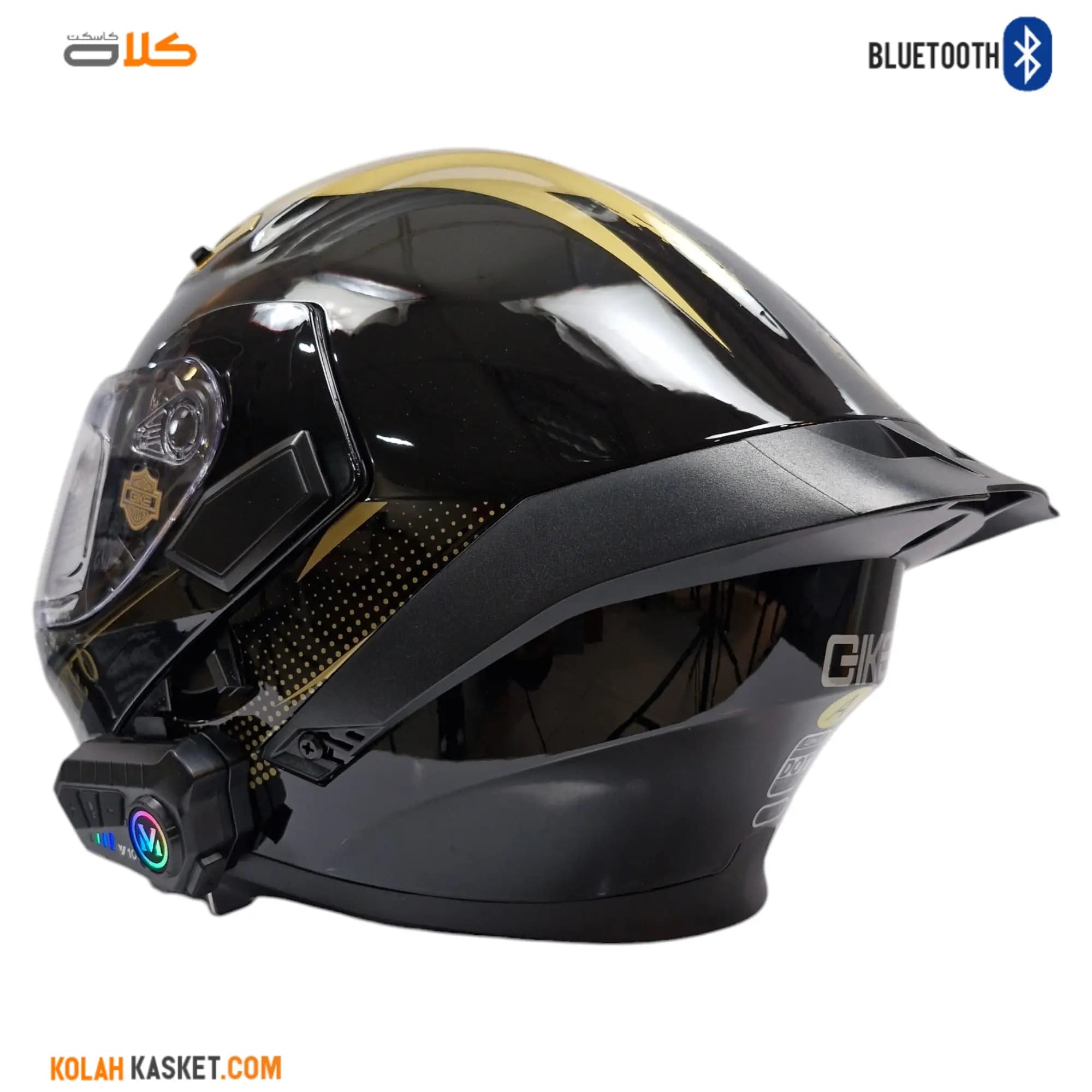 کلاه کاسکت بلوتوثی فک متحرک QIKE مدل Y10-golden — تصویر ۳