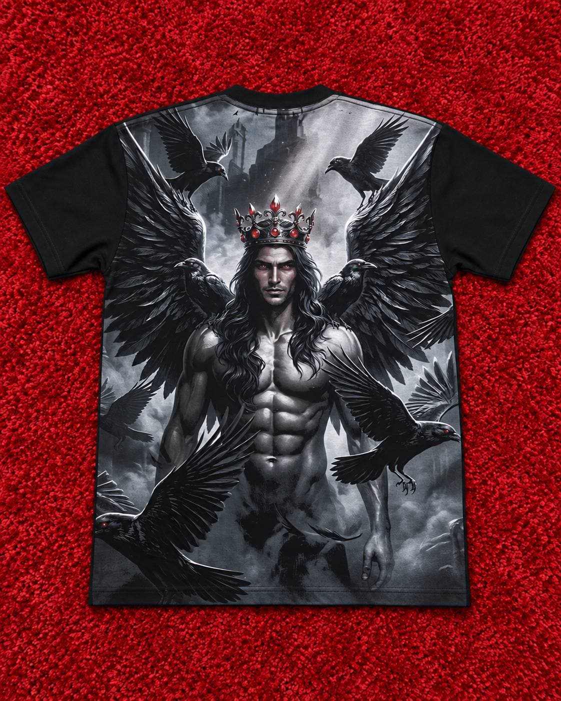 تیشرت مشکی طرح گرافیکی King of Raven