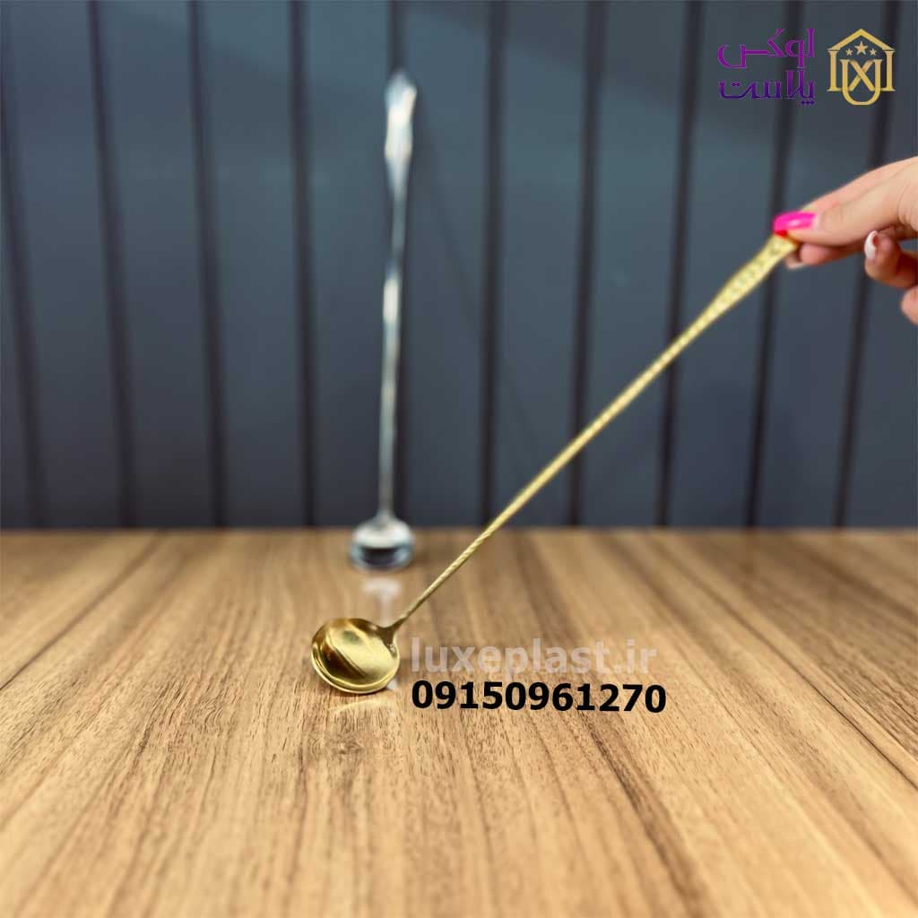 قاشق همزن پارچ در دو رنگ استیل و طلایی 2703 — تصویر ۲