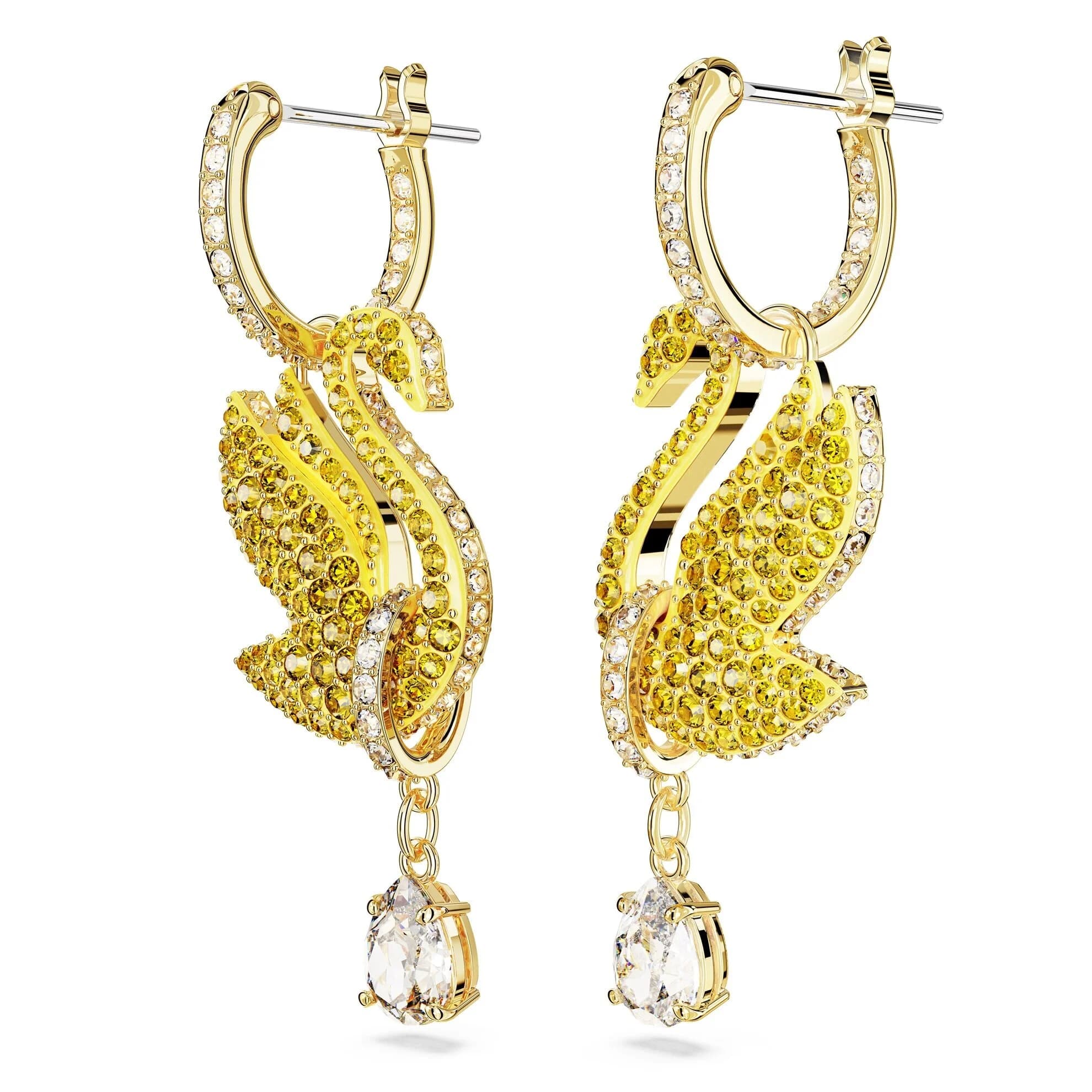 گوشواره طلایی سواروسکی اورجینال Swarovski Iconic Swan damla küpeler 5647543 — تصویر ۵